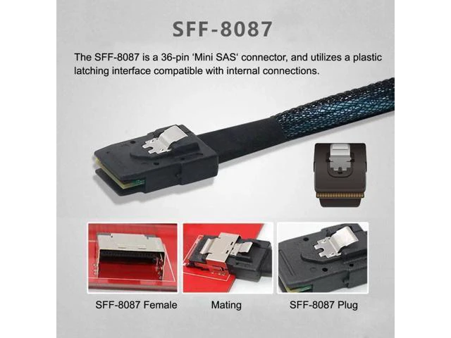 Alt view image 2 of 7 - SFF-8087 36Pin Internal Host to SFF-8088 26Pin External Mini SAS Cable with PCBA Board & Low Profile Bracket, SAS 2.0 6Gbps Storage Extension Cable for Servers, RAID and JBOD Systems
