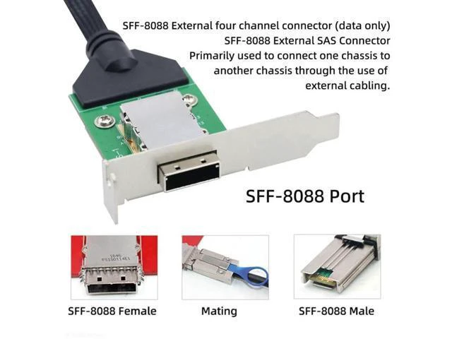 Alt view image 5 of 7 - SFF-8087 36Pin Internal Host to SFF-8088 26Pin External Mini SAS Cable with PCBA Board & Low Profile Bracket, SAS 2.0 6Gbps Storage Extension Cable for Servers, RAID and JBOD Systems