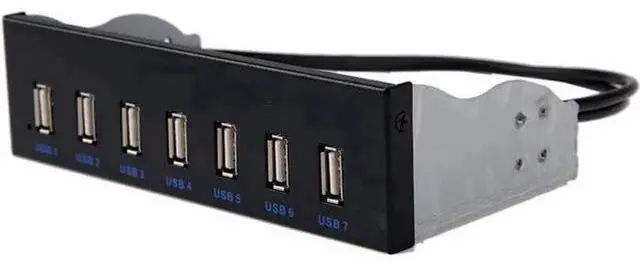 Main image of 5.25 Inch Optical Drive Bay 7-Port USB 2.0 Front Panel Hub, 7 USB 2.0 Type-A Expansion Splitter with 10Pin Motherboard Header Cable & Metal Mount Bracket for Desktop PC Chassis