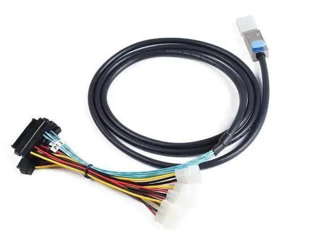 Alt view image 2 of 6 - 2M 6.6FT Mini-SAS SFF-8088 26Pin to 4×SFF-8482 29Pin SAS Splitter Cable with Integrated Power Connector, External RAID Cable for Server Hard Drives Storage Arrays