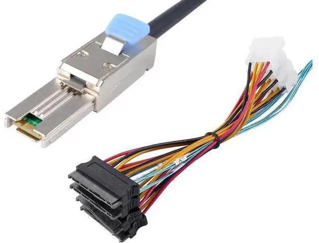 Main image of 2M 6.6FT Mini-SAS SFF-8088 26Pin to 4×SFF-8482 29Pin SAS Splitter Cable with Integrated Power Connector, External RAID Cable for Server Hard Drives Storage Arrays