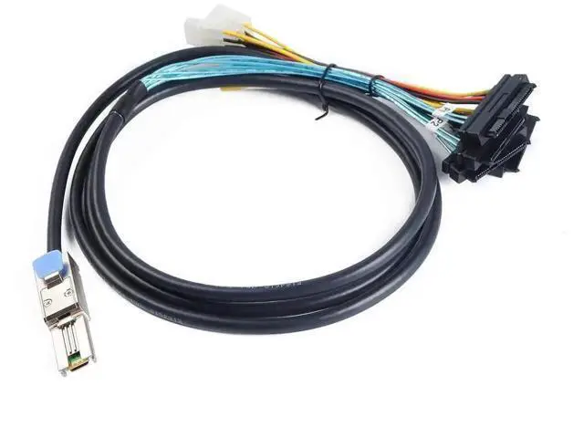 Alt view image 5 of 6 - 2M 6.6FT Mini-SAS SFF-8088 26Pin to 4×SFF-8482 29Pin SAS Splitter Cable with Integrated Power Connector, External RAID Cable for Server Hard Drives Storage Arrays