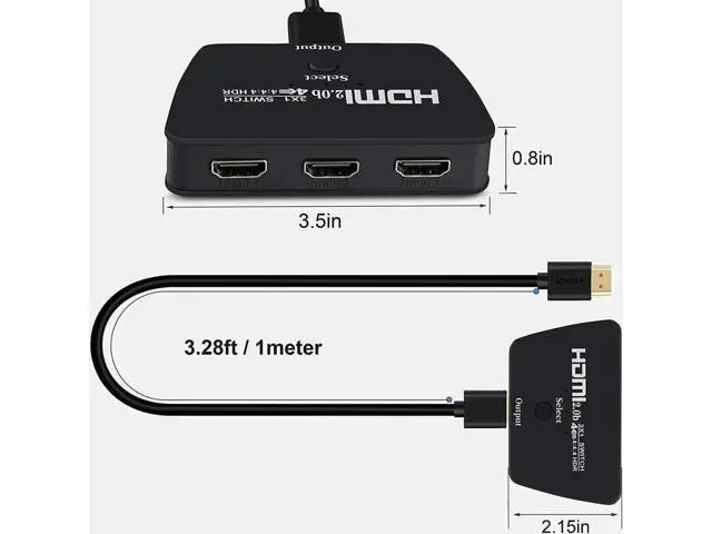 Alt view image 4 of 5 - Upgraded 3 In 1 Out HDMI 2.0 Switch Box, Support 4K@60Hz, Full HD 1080P & 3D, HDMI Switcher Selector for Game Consoles, HDTV, Mac, Roku