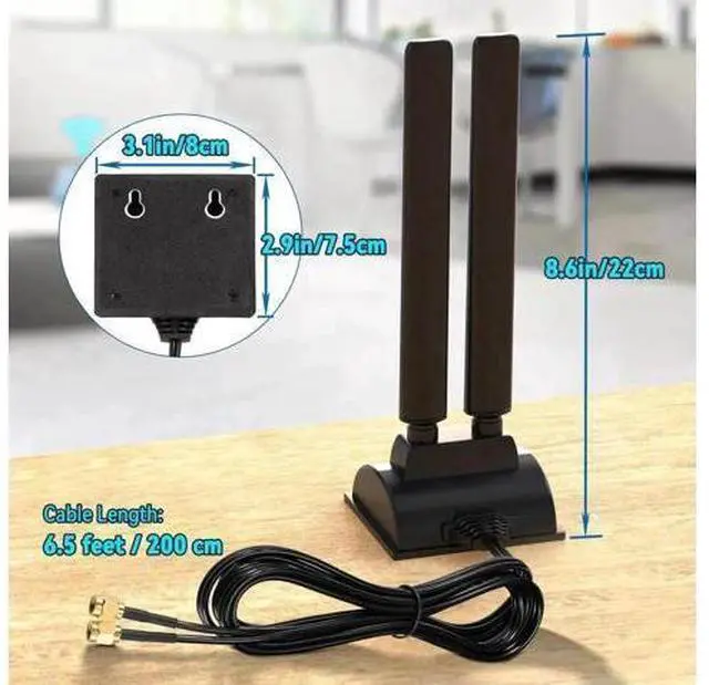 Main image of 5dBi Tri-Band WiFi 6E Antenna, 2400-2500MHz+5150-5850MHz+5900-7125MHz, Compatible with Monkey King Gaming PC, FPV Drones & Security Cameras