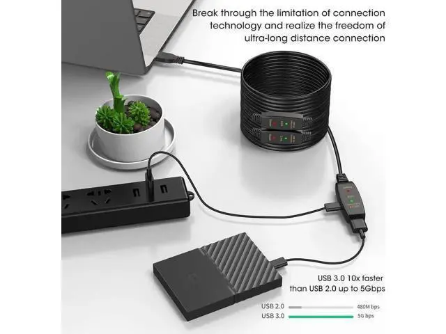 Alt view image 6 of 7 - 16FT Active USB 3.0 Extension Cable, A-Male to A-Female USB Extender Cord with Signal Chipset, Compatible with Oculus Quest 2, Xbox, PS4 & More USB Devices