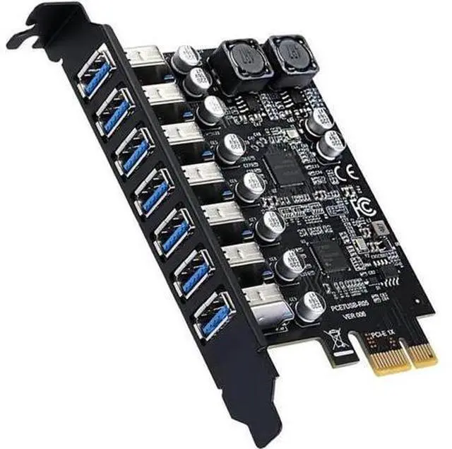 Main image of PCIe x1 to 7 Port USB 3.0 Expansion Card, 5Gbps PCI-E USB Hub Controller Adapter with Full-Profile Bracket, Compatible with Windows 11/10/8/7/XP/Vista Desktop PC