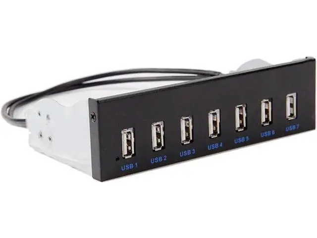 Alt view image 3 of 3 - 5.25 Inch PC Case Front Panel USB 2.0 Hub, 7-Port Built-in Expansion with SATA 15Pin Power Supply, 9Pin USB 2.0 Motherboard Header & 2FT Internal Connection Cable for Desktop Optical Drive Bay
