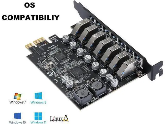 Alt view image 5 of 6 - PCIe x1 to 7 Port USB 3.0 Expansion Card, 5Gbps PCI-E USB Hub Controller Adapter with Full-Profile Bracket, Compatible with Windows 11/10/8/7/XP/Vista Desktop PC