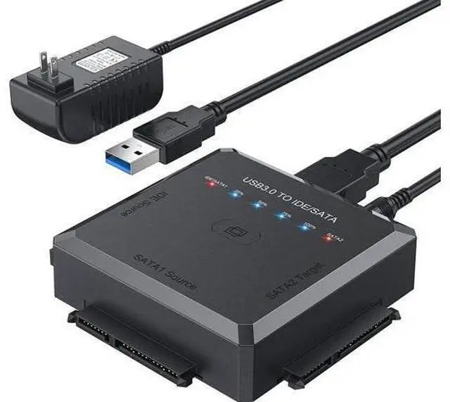 Main image of Upgraded SATA IDE to USB 3.0 Hard Drive Reader Adapter with One-Click Backup & LED Indicator, External Converter for 2.5/3.5 Inch HDD SSD, Comes with 12V 2A Power Supply