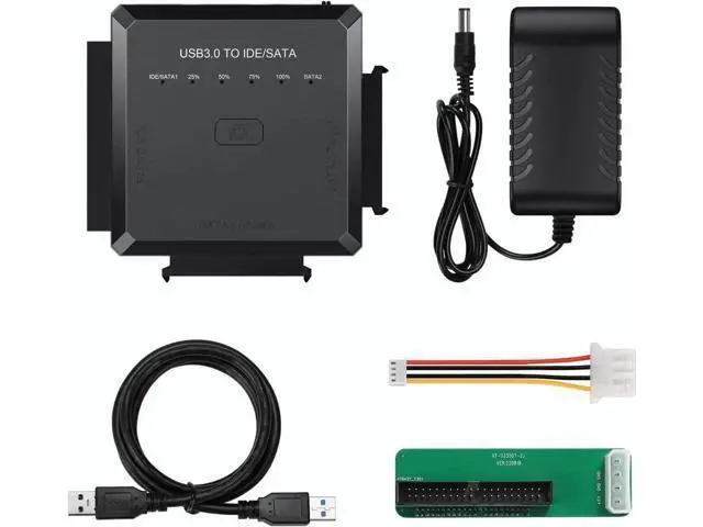 Alt view image 5 of 7 - Upgraded SATA IDE to USB 3.0 Hard Drive Reader Adapter with One-Click Backup & LED Indicator, External Converter for 2.5/3.5 Inch HDD SSD, Comes with 12V 2A Power Supply
