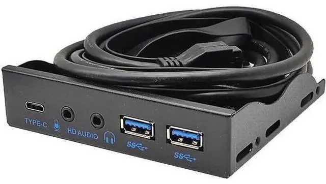 Main image of 3.5 Inch PC Front Panel Hub, 10Gbps USB 3.2 Gen2 USB-C + 2 USB3.0 Ports with HD Audio Mic, Uses Motherboard 20-Pin & USB3.2 Key-A Header for Desktop Chassis