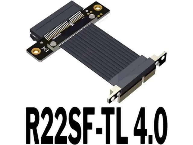 Alt view image 2 of 5 - 15cm GEN4 PCIe 4.0 X4 to X4 Riser Cable Model R22SF-TL, 90°/180° Angle Adjustable Extension Cord, Vertical Installation for USB Adapters, Network Cards, Capture Cards & Mining Devices