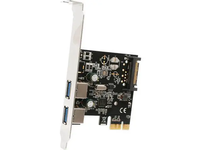 Alt view image 3 of 3 - USB 3.0 PCIe X1 Expansion Card with 2 External Type-A Ports, Renesas Chipset, SATA Power Required for Desktop Motherboard, Model SD-PEX20160