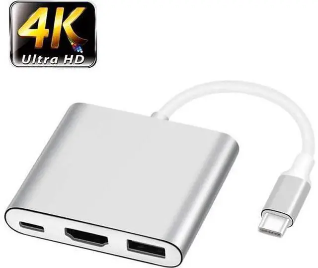 Main image of Gray USB-C to HDMI Multiport Adapter, USB 3.1 Type-C to 4K HDMI Converter with USB 3.0 Port, Digital AV Adapter for MacBook Pro, Smartphones, Monitor & Projector