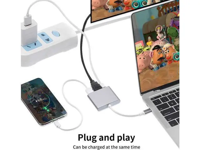 Alt view image 2 of 5 - Gray USB-C to HDMI Multiport Adapter, USB 3.1 Type-C to 4K HDMI Converter with USB 3.0 Port, Digital AV Adapter for MacBook Pro, Smartphones, Monitor & Projector