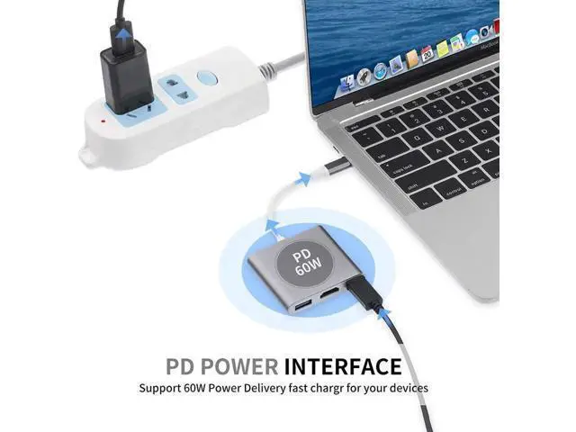 Alt view image 5 of 5 - Gray USB-C to HDMI Multiport Adapter, USB 3.1 Type-C to 4K HDMI Converter with USB 3.0 Port, Digital AV Adapter for MacBook Pro, Smartphones, Monitor & Projector