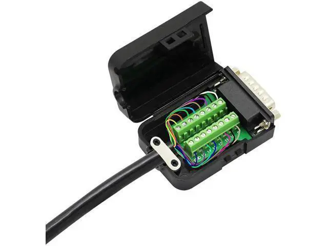 Alt view image 2 of 7 - Black DB15 Breakout Terminal PCB Board with Plastic Housing & Lock Nuts, DB15 Screw Terminal Signal Splitter Module (MN Version)