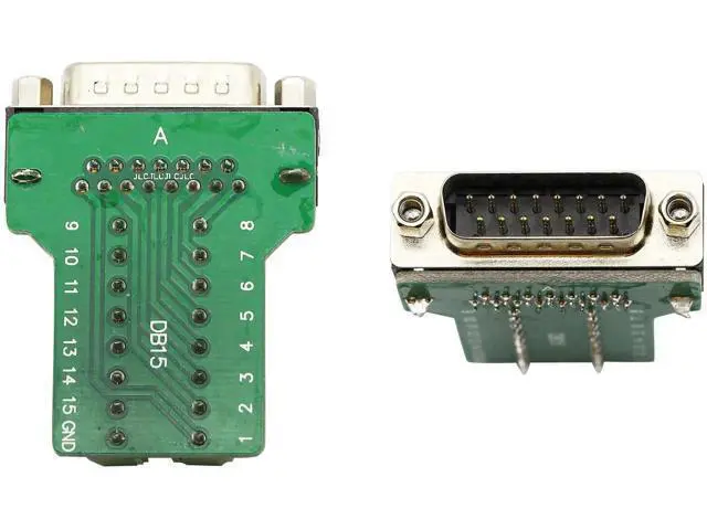 Alt view image 4 of 7 - Black DB15 Breakout Terminal PCB Board with Plastic Housing & Lock Nuts, DB15 Screw Terminal Signal Splitter Module (MN Version)