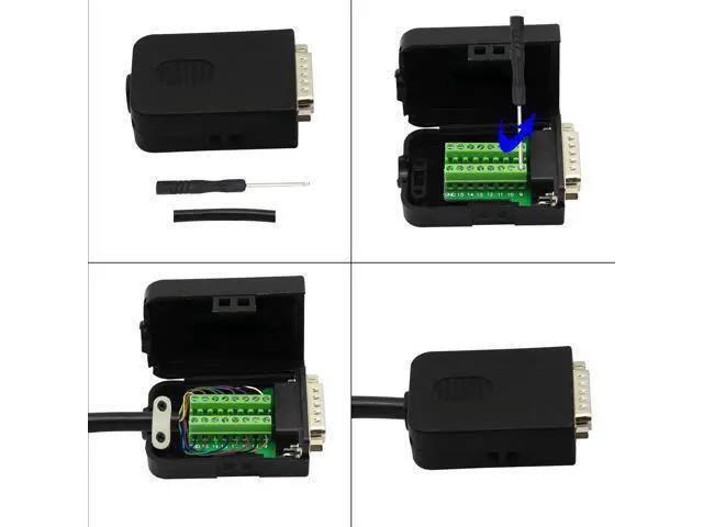 Alt view image 7 of 7 - Black DB15 Breakout Terminal PCB Board with Plastic Housing & Lock Nuts, DB15 Screw Terminal Signal Splitter Module (MN Version)