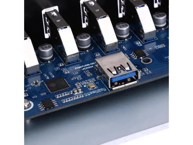 Alt view image 3 of 3 - 5.25 Inch PC Case Front Panel 7-Port USB 3.0 Hub with Molex 4Pin Power Connector, 2.6FT 20Pin Motherboard USB Extension Cable for Desktop Chassis Expansion