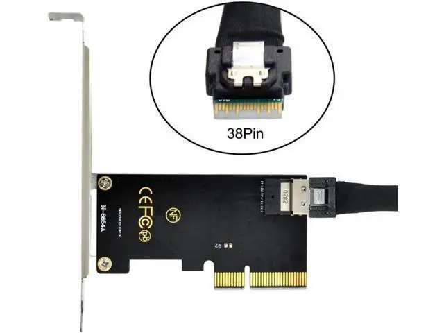 Alt view image 3 of 3 - SFF-8654 Slimline SAS PCIe 3.0/4.0 Adapter Card Kit, PCI Express to SFF-8654 Expansion Card with SFF-8654 to SFF-8639 U.2 NVMe SSD Cable for Motherboard Enterprise U2 Storage Drives