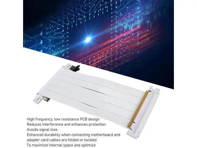 Alt view image 5 of 7 - PCIe 4.0 x16 Dual Sided Reverse 180° GPU Riser Cable, 20cm White Flexible Graphics Card Extension Cord Compatible with RX 7900 7800 7700 7600 7500 Series