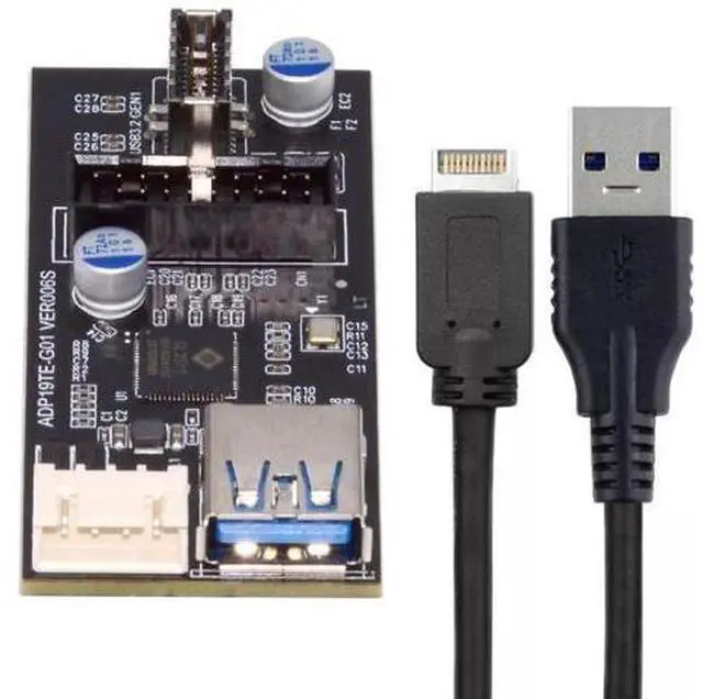 Main image of USB 3.1 Type-E to USB 3.0 19/20Pin HUB Adapter, 5Gbps PCBA Port Multiplier with SATA Power Cable for Motherboard Front Panel