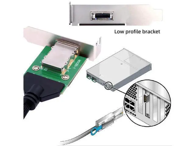 Alt view image 2 of 7 - External SFF-8088 to SFF-8088 Standard Mini SAS Extension Cable with Low Profile PCBA Bracket, 26Pin SAS2.0 High-Speed Storage Interconnect Cable for Server RAID HBA & Data Center JBOD