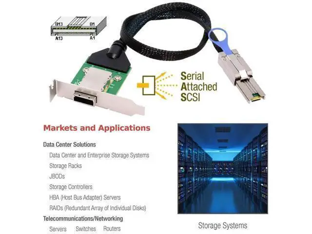 Alt view image 3 of 7 - External SFF-8088 to SFF-8088 Standard Mini SAS Extension Cable with Low Profile PCBA Bracket, 26Pin SAS2.0 High-Speed Storage Interconnect Cable for Server RAID HBA & Data Center JBOD