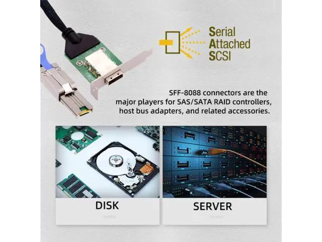 Alt view image 5 of 7 - External SFF-8088 to SFF-8088 Standard Mini SAS Extension Cable with Low Profile PCBA Bracket, 26Pin SAS2.0 High-Speed Storage Interconnect Cable for Server RAID HBA & Data Center JBOD