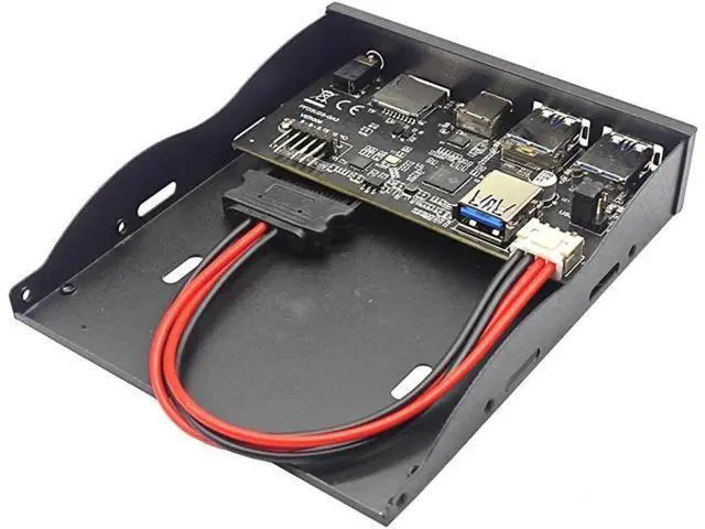 Alt view image 2 of 6 - 3.5 Inch Floppy Bay Front Panel Hub, USB3.2 Gen1 5Gbps Type-C + 2×USB-A, SD/TF Card Reader & 4-Pole 3.5mm HD Audio Jack, Internal PC Case Expansion Adapter