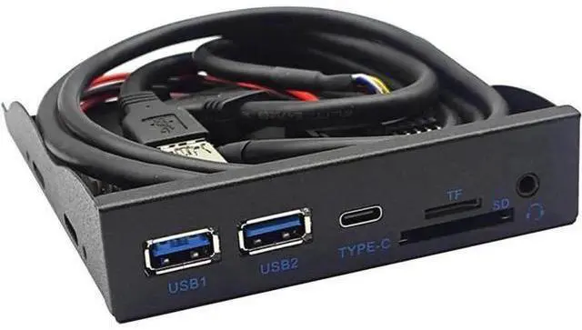 Main image of 3.5 Inch Floppy Bay Front Panel Hub, USB3.2 Gen1 5Gbps Type-C + 2×USB-A, SD/TF Card Reader & 4-Pole 3.5mm HD Audio Jack, Internal PC Case Expansion Adapter