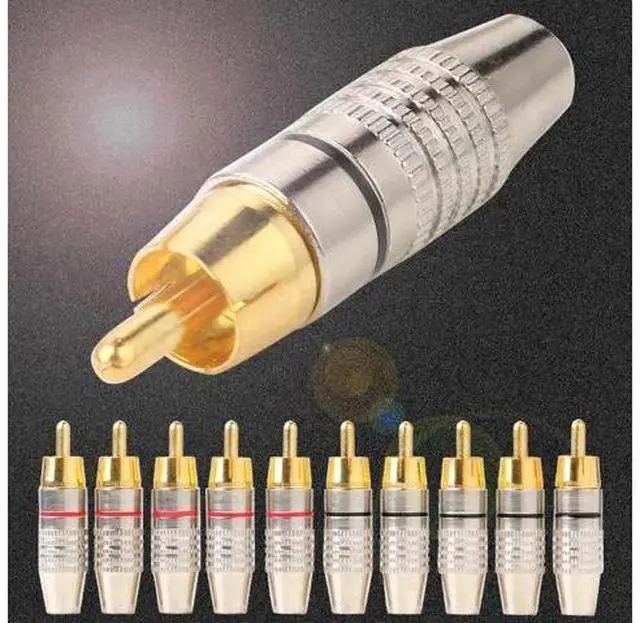 Main image of 10Pcs (5 Pairs) RCA Male Plug Connectors, DIY Soldering Type Audio RCA Plugs for Speakers & Audio Cables