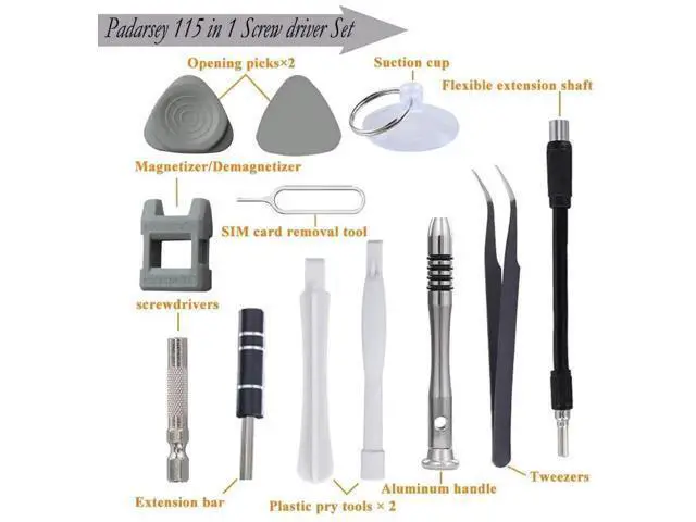 Alt view image 3 of 6 - 115-in-1 Black Magnetic Precision Screwdriver Repair Kit with Storage Bag for iPhone, Laptop, PC & Electronics