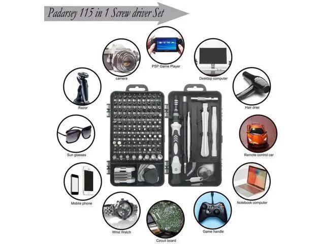 Alt view image 4 of 6 - 115-in-1 Black Magnetic Precision Screwdriver Repair Kit with Storage Bag for iPhone, Laptop, PC & Electronics
