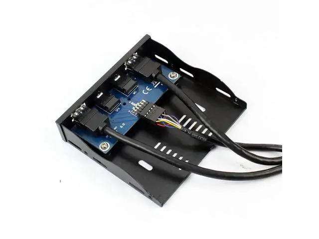 Alt view image 5 of 7 - 2-Port USB 3.0 Front Panel Bracket, 3.5" Floppy Bay Mount, 19Pin to USB 3.0 Hub with HD Audio & Mic Port, Black for Desktop PC