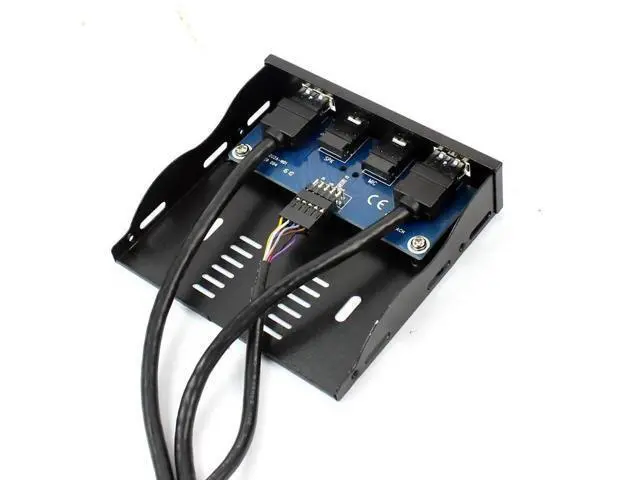 Alt view image 4 of 7 - 2-Port USB 3.0 Front Panel Bracket, 3.5" Floppy Bay Mount, 19Pin to USB 3.0 Hub with HD Audio & Mic Port, Black for Desktop PC