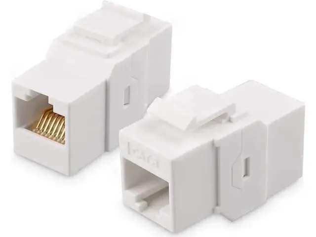 Alt view image 2 of 4 - 2-Pack Single Port Cat6 Ethernet Wall Plate White, with Cat5/Cat6 Keystone Jack