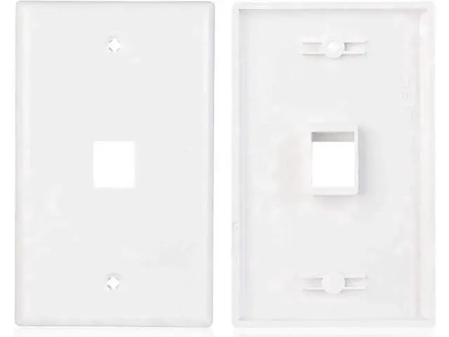 Alt view image 4 of 4 - 2-Pack Single Port Cat6 Ethernet Wall Plate White, with Cat5/Cat6 Keystone Jack