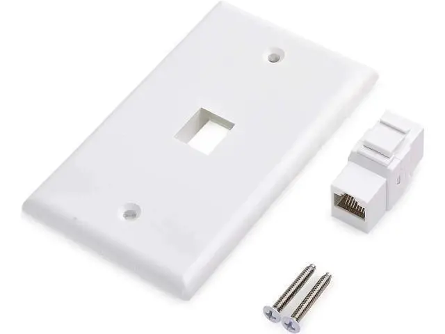 Alt view image 3 of 4 - 2-Pack Single Port Cat6 Ethernet Wall Plate White, with Cat5/Cat6 Keystone Jack