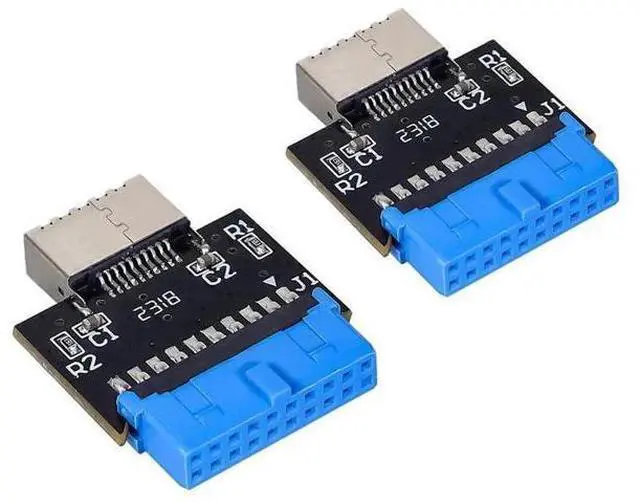 Main image of 2Pcs 180 Degree USB 3.1 Type-E Front Panel Socket to USB3.0 20Pin Header Male Extension Cable Adapter, Motherboard Internal 20Pin to Type-E Connector for PC Chassis Front Panel
