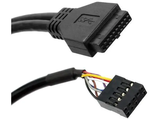 Alt view image 6 of 7 - 2-Port USB 3.0 Front Panel Bracket, 3.5" Floppy Bay Mount, 19Pin to USB 3.0 Hub with HD Audio & Mic Port, Black for Desktop PC