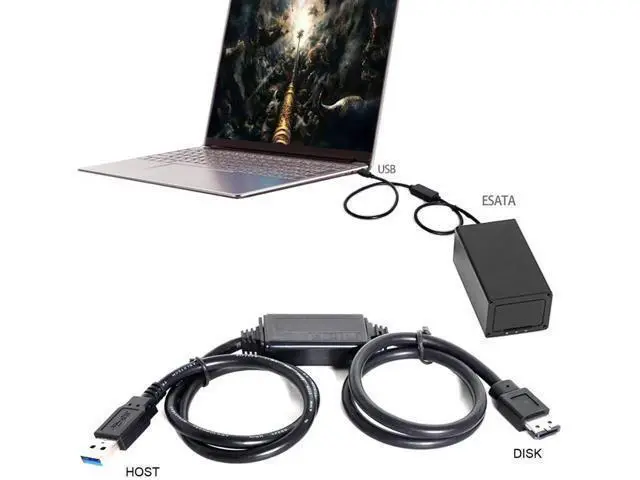 Alt view image 2 of 7 - USB 3.0 to eSATA Data Cable for HDD SSD Optical Drives, 3.28FT/1.0M One-Way Transmission Wire (USB End Connects to Host Computer Only)
