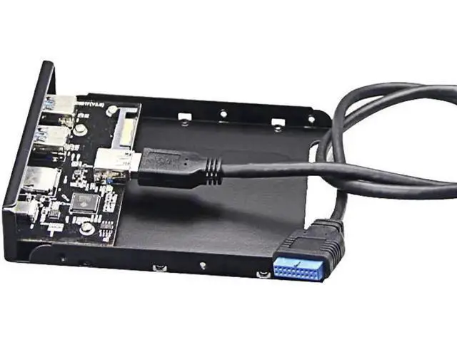 Alt view image 2 of 4 - 5.25/3.5 Inch Internal Front Panel Card Reader Hub, USB 3.1 Gen 1 Type-C Port + 2 USB 3.0 Ports, Multi-Slot SD TF Micro SD Memory Card Reader for Desktop PC Case