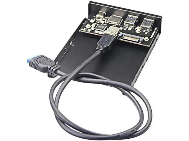 Alt view image 3 of 4 - 5.25/3.5 Inch Internal Front Panel Card Reader Hub, USB 3.1 Gen 1 Type-C Port + 2 USB 3.0 Ports, Multi-Slot SD TF Micro SD Memory Card Reader for Desktop PC Case