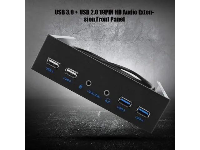 Alt view image 4 of 7 - 5.25 Inch PC Front Panel USB Hub, Internal Front Bay Expansion Panel with 2 USB3.0 + 2 USB2.0 Ports, HD Audio Jack, 19Pin USB Header Extension, Compatible with Windows XP/Vista/2003/2008 All Windows S