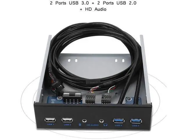 Alt view image 6 of 7 - 5.25 Inch PC Front Panel USB Hub, Internal Front Bay Expansion Panel with 2 USB3.0 + 2 USB2.0 Ports, HD Audio Jack, 19Pin USB Header Extension, Compatible with Windows XP/Vista/2003/2008 All Windows S