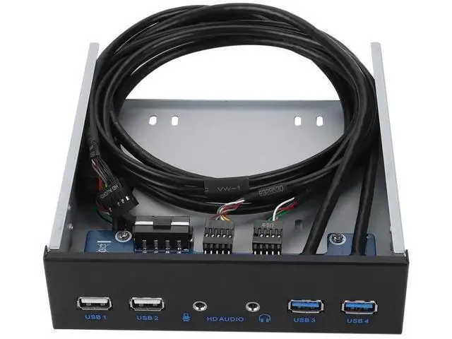 Alt view image 2 of 7 - 5.25 Inch PC Front Panel USB Hub, Internal Front Bay Expansion Panel with 2 USB3.0 + 2 USB2.0 Ports, HD Audio Jack, 19Pin USB Header Extension, Compatible with Windows XP/Vista/2003/2008 All Windows S