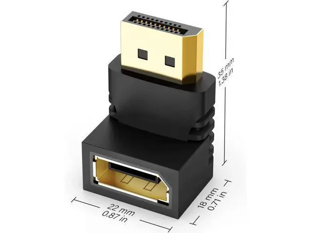 Alt view image 4 of 6 - 10 Pack Gold-Plated 90° & 270° Right Angle DisplayPort Adapters, Male to Female DP Elbow Convertors Supports 4K UHD for Tight Space Monitor PC Gaming Setup