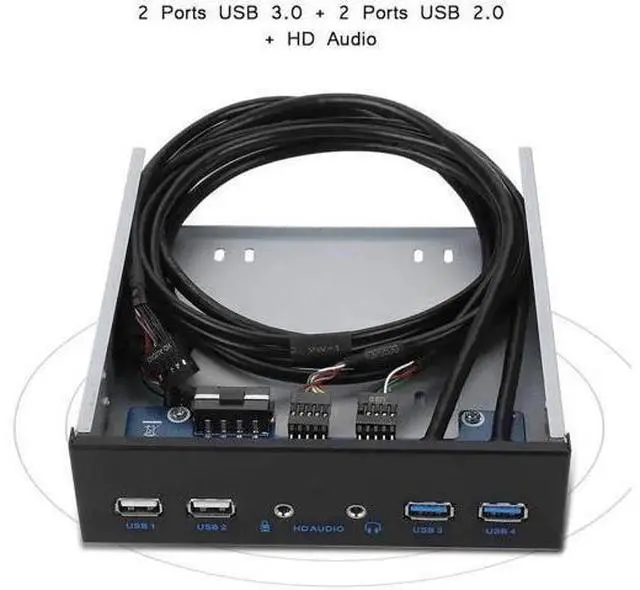 Alt view image 2 of 7 - 5.25 Inch PC Front Bay USB Expansion Panel, Internal Front Panel Hub with 2 USB3.0 + 2 USB2.0 Ports, HD Audio Jack, 19Pin USB Header Extension, Compatible with Windows XP/2003/Vista/2008 & All Windows